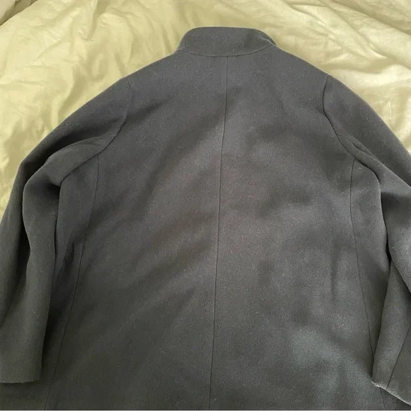 J Crew SZ 24 Village Coat Full Zip Wool Blend Pockets Mock Neck navy blue women - Picture 8 of 10
